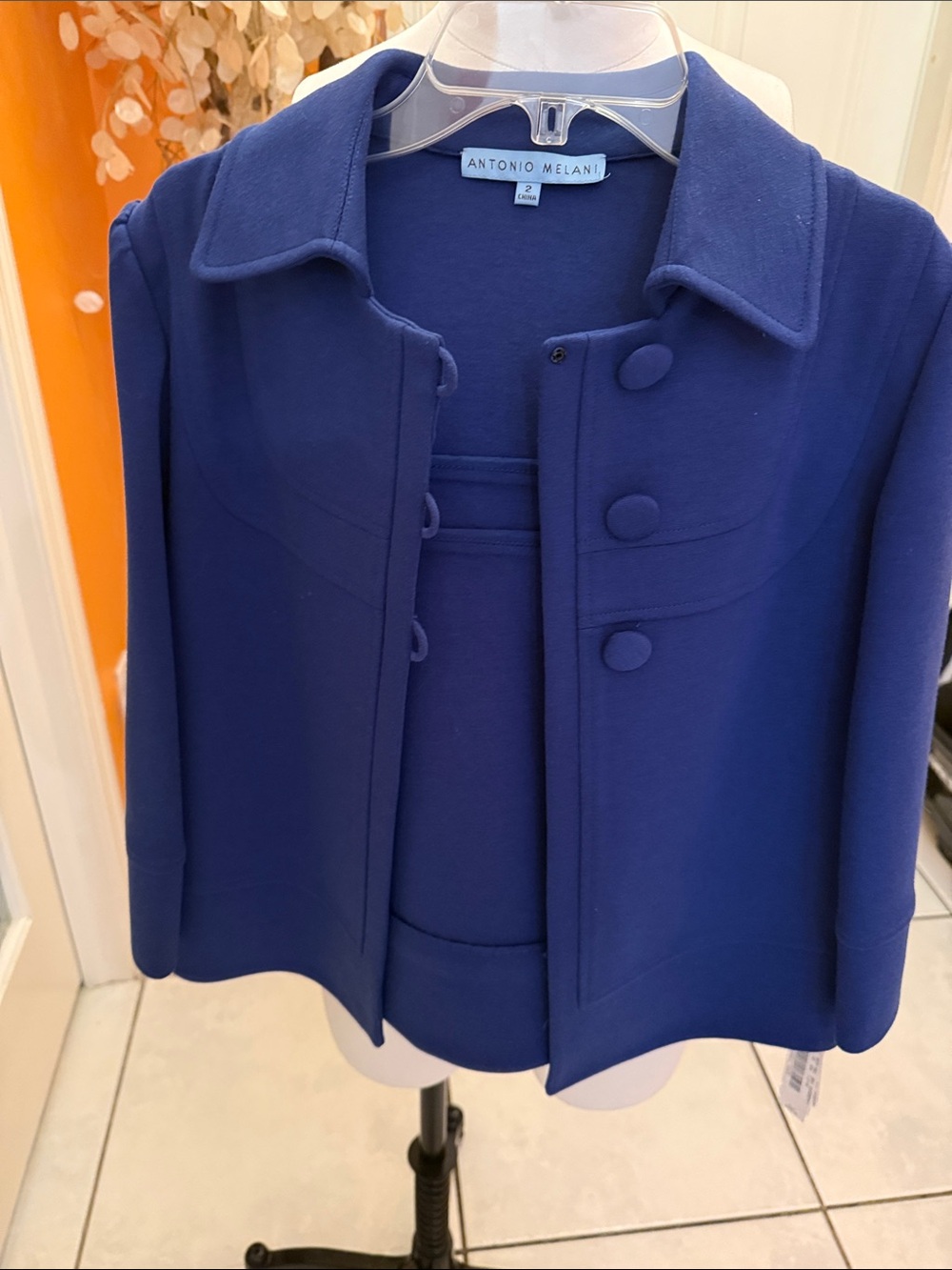 ANTONIO MELANI Women's Cobalt Blue Button-Front Blazer Jacket